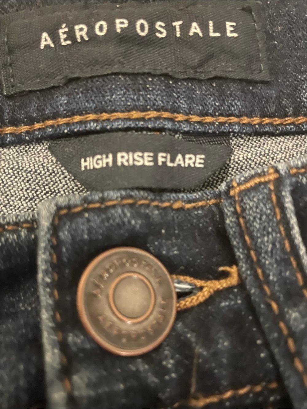Aeropostale Dark Blue Distressed High Rise Flare Jeans - Women's 00 S - Picture 3 of 8